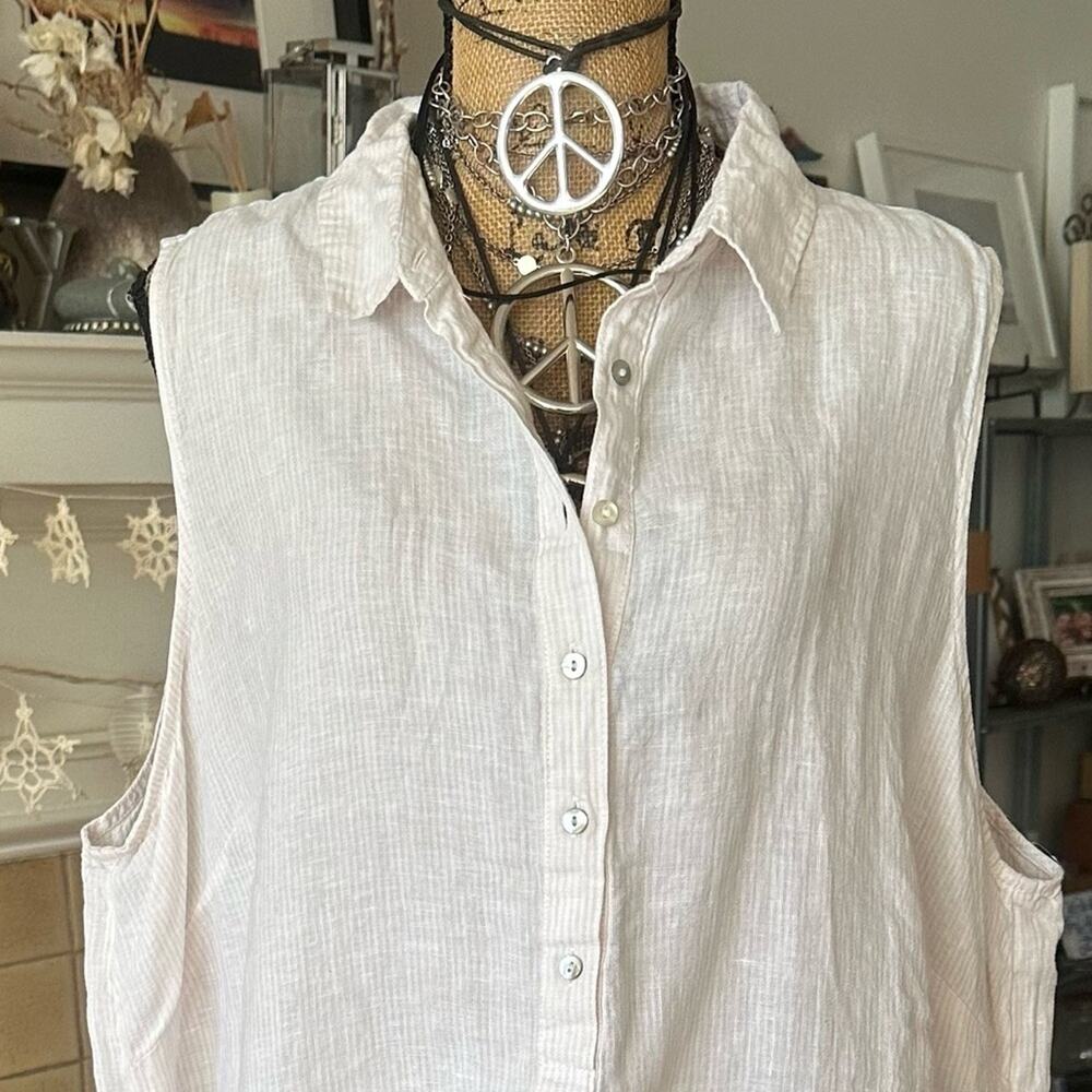 NEW - Tahari Sleeveless Cream Tunic 100% Linen - PLUS SIZE 2X - Picture 8 of 11